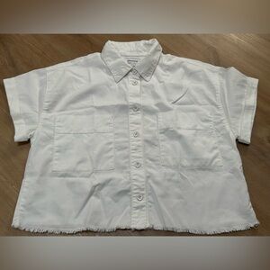 Good American Boxy Denim Button Down
